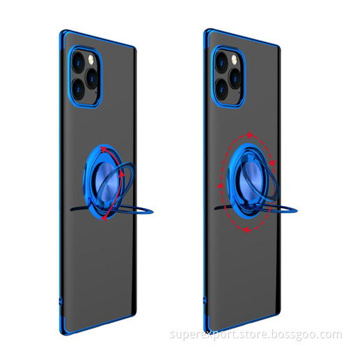 Electroplating TPU phone case cover 360 Degree ring holder Magnetic Car holder Mobile Phone case for iphone 11/ 11 pro max